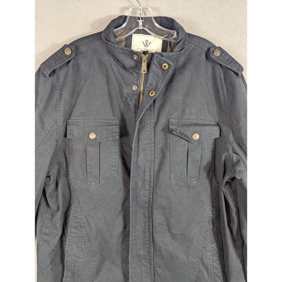 Wenven Utility Jacket Mens's Size XL Black Military Style Full Zip Cargo Snaps - Picture 5 of 15